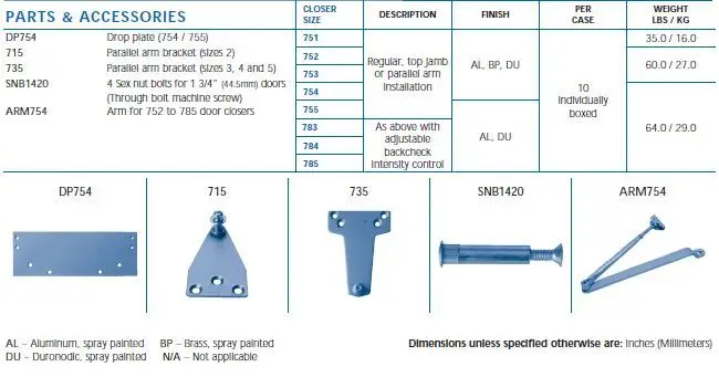 door closer parts 700